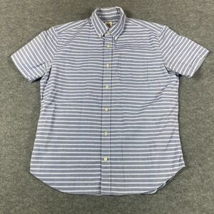 Gap Shirt Mens Medium M Blue Striped Button Up Cotton Pocket Short Sleeve Casual